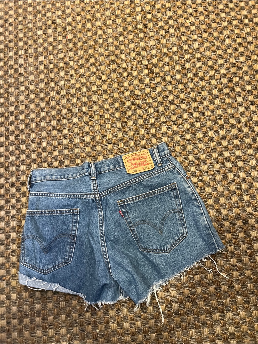 Levi's Medium Blue Denim Cutoff Shorts with Frayed Hem